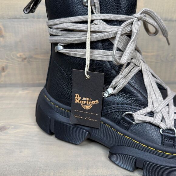 NIB Dr. Martens x Rick Owens 1460 DMXL Megalace RO Black Leather Boots US 10.5 - Picture 9 of 12